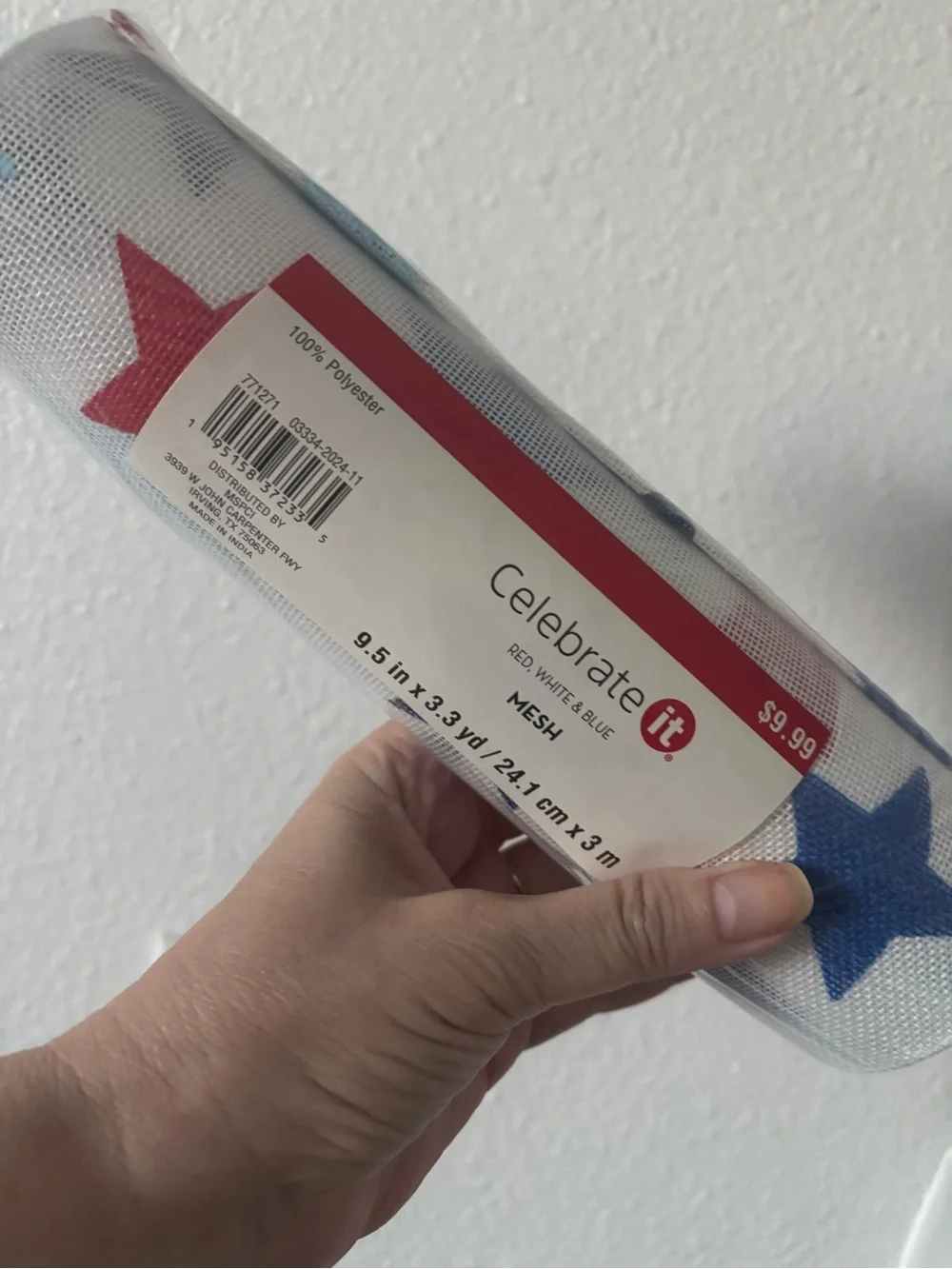 DIY Patriotic Celebrate 250tg Red, Wt Blue Star Mesh Roll Party Décor Final Sale